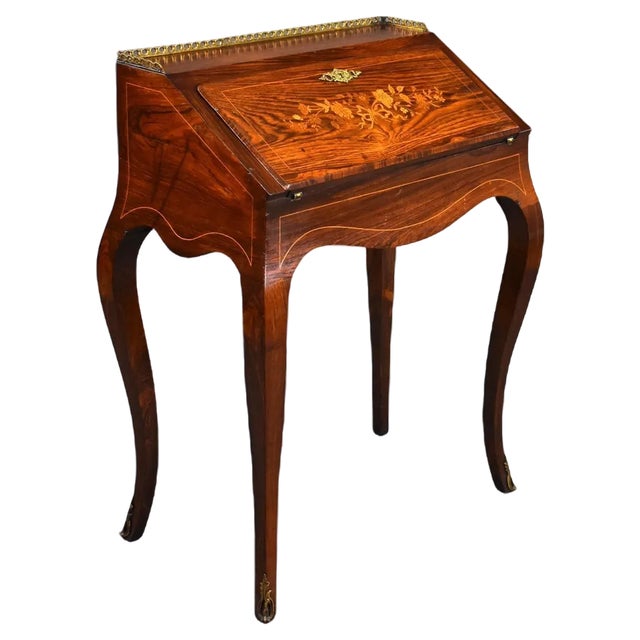 19th Century French Rosewood Bureau De Dame, 1880s For Sale