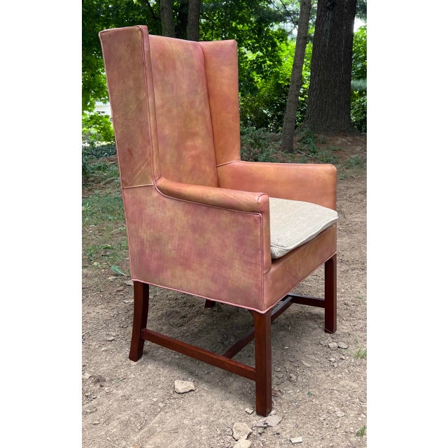 Hickory Chair Leather Delaware Host Chairs - A Pair For Sale - Image 10 of 12