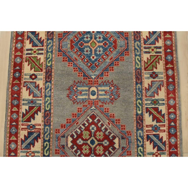 2020s Kazak Runner 2’8” X 9’8” Gray Wool Tribal Hand-Knotted Oriental Rug For Sale - Image 5 of 13
