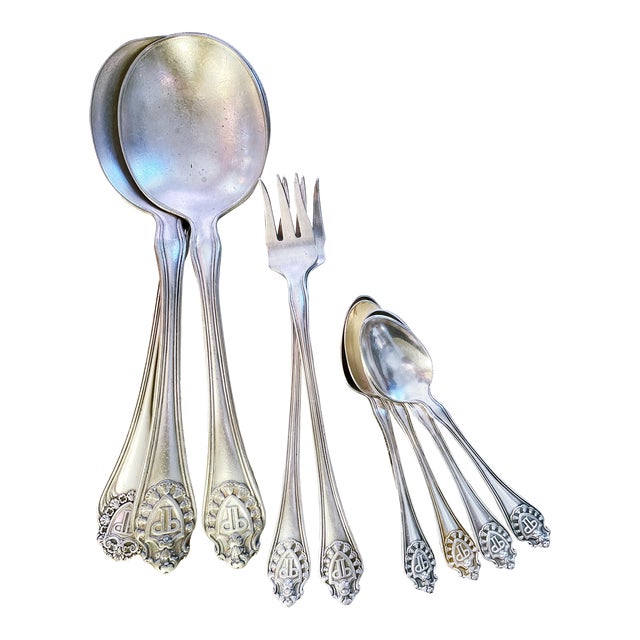 Early 20th Century Set of 9 Silver Plated Flatware From the Plaza Hotel Nyc For Sale
