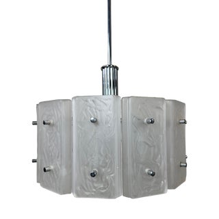 Vintage Pendant Lamp in Glass & Chrome, 1970s For Sale