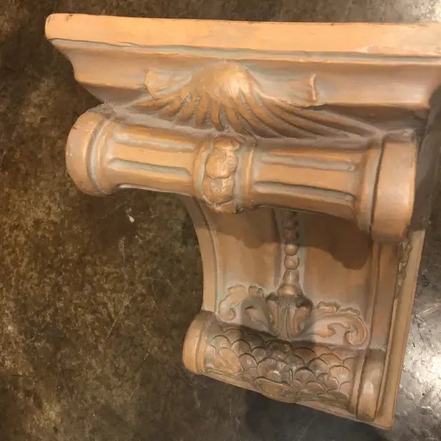Traditional 1990s Italian Terra Cotta Wall Bracket With Relief Design on Front For Sale - Image 3 of 11