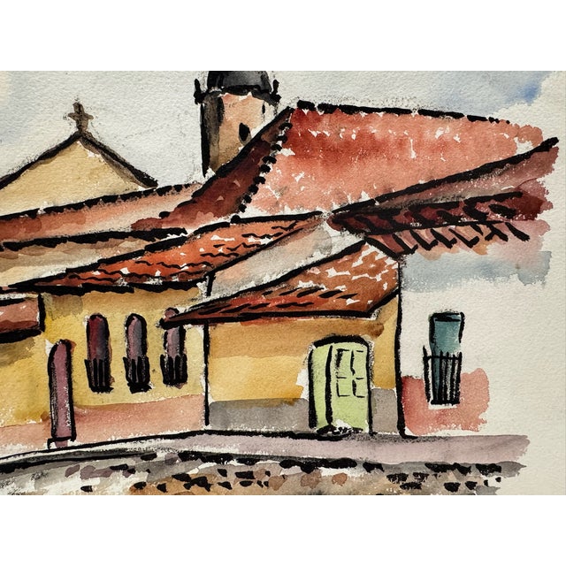 Rustic Henry Emil Salloch Original Watercolor on Paper Patzcuaro Mexico, 1961. For Sale - Image 3 of 7