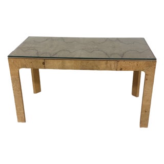 1950s Henredon Scene Two Burled Olive Writing Desk For Sale