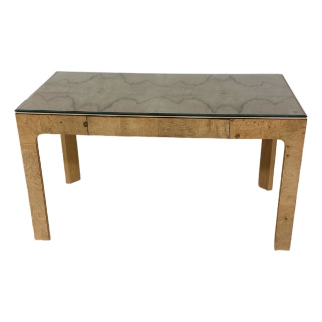 1970s Henredon Scene Two Burled Olive Writing Desk For Sale