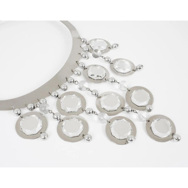 1960s Louis Feraud Paris Chrome and Mirrors Space Age Necklace For Sale - Image 5 of 16