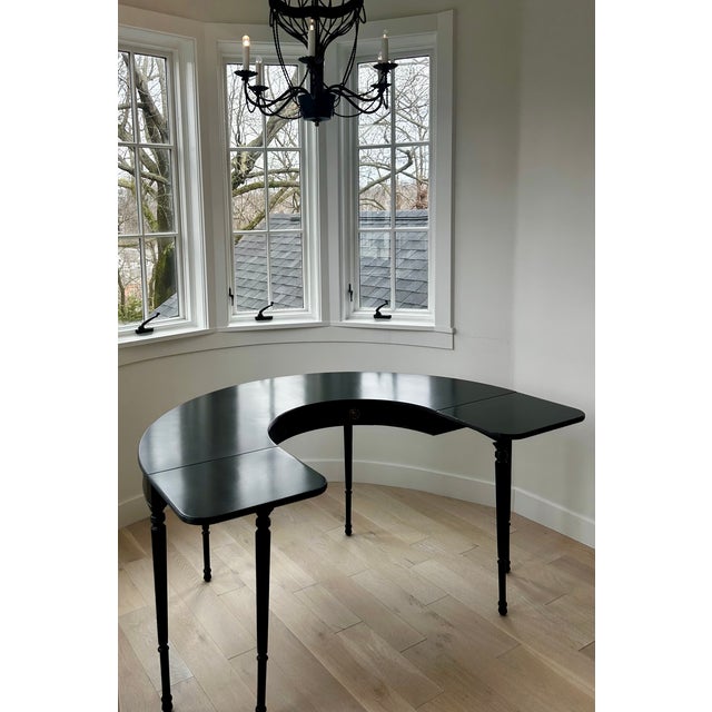 Wood Antique HalfMoon Desk For Sale - Image 7 of 8