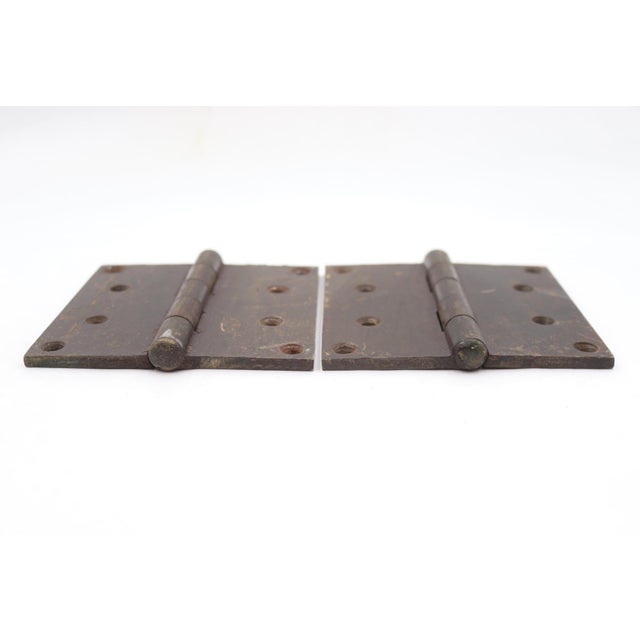 Traditional Pair of Vintage 4.5 X 4.5 In. Cast Iron Butt Door Hinges For Sale - Image 3 of 4