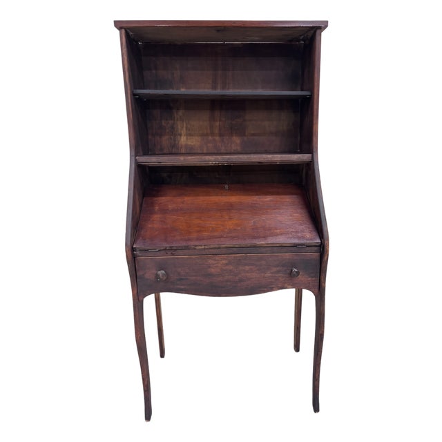Antique 19th Century Primitive Country Secretary Desk and Bookcase For Sale
