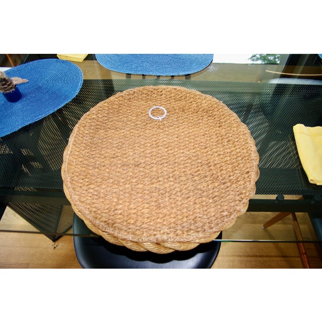 Brown Large Round Rope Mirror by Adrien Audoux & Frida Minet, 1950 For Sale - Image 8 of 11