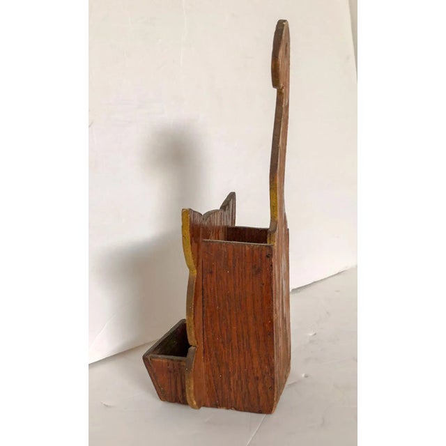 Early 20th Century Folk Art Cat Wall Pocket Fireplace Match Caddy For Sale - Image 5 of 7