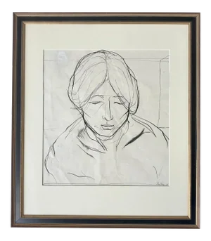 Vintage Original Ink Drawing Portrait by John Nava