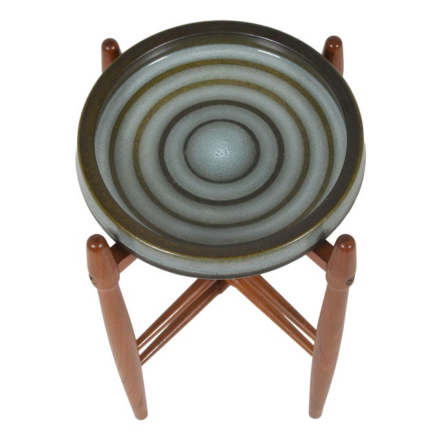 Side Table with Ceramic Bowl by Hundevad and Basse for Knabstrup, 1960s For Sale