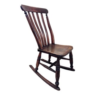 Antique 19th Century Nursery Rocking Chair Sewing Rocker Maple & Oak For Sale