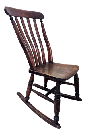 Antique Plank Seat Windsor Rocking Chair Sewing Rocker