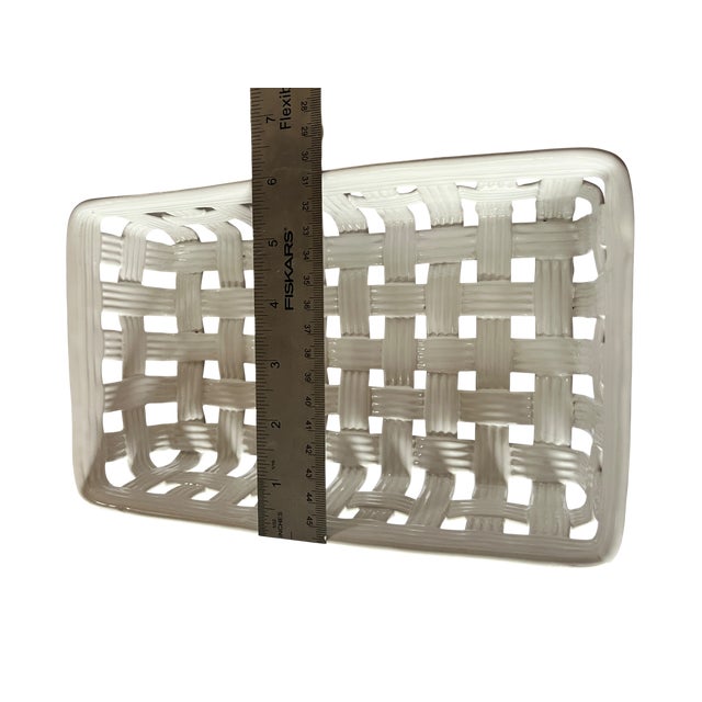 Bunny Williams Home 1980s Handmade Italian Ceramic Basket Weave Serving Trays by Neuwirth - a Pair For Sale - Image 4 of 10