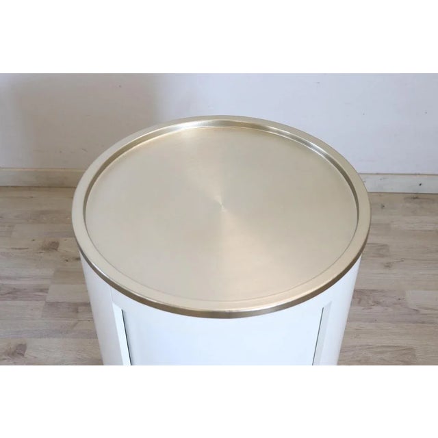 Space Age White Bar Cart on Wheels with Sliding Door, 1960s For Sale - Image 10 of 12