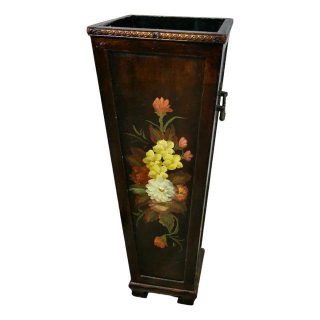 Folk Art Painted Umbrella Stand, 1970s For Sale