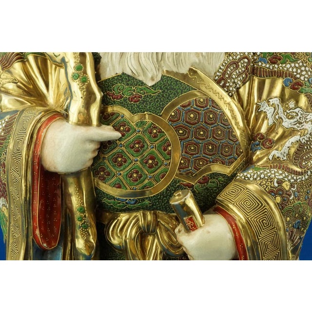 Large 19th Century Meiji Period Porcelain Sculpture of a Holy Monk from Satsuma, Japan, Late 1800s For Sale - Image 15 of 18