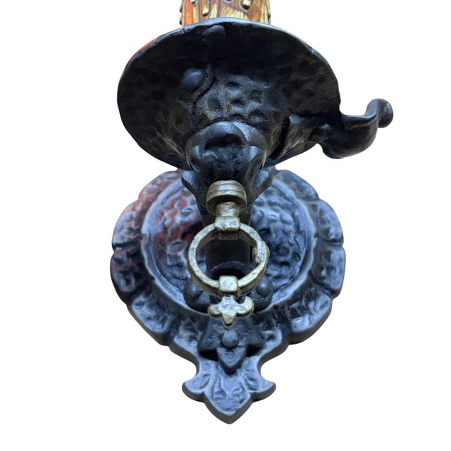 1920s Four Storybook Wall Sconces From 1920s With Original Finish, New Wiring, Antique Style Candle Sleeves Hammered Tudor Spanish Revival For Sale - Image 5 of 10