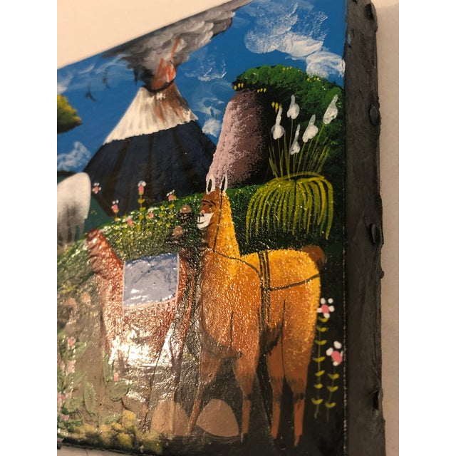 Small Peruvian Oil Painting Pastoral Scene For Sale - Image 13 of 13