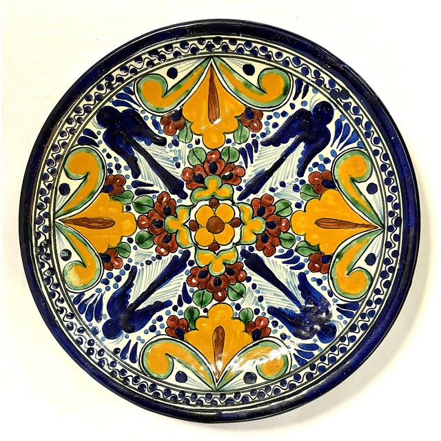Vintage Hand Painted Mexican Talavera Pottery Dish For Sale - Image 12 of 14