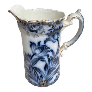 Antique Late 19th Century Black and White Porcelain Pitcher For Sale