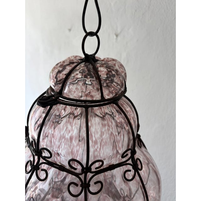 Mid-Century Modern 1 of 3 Big Mid-Century Seguso Murano Amethyst Blown Tortoise Lantern Chandelier For Sale - Image 3 of 9