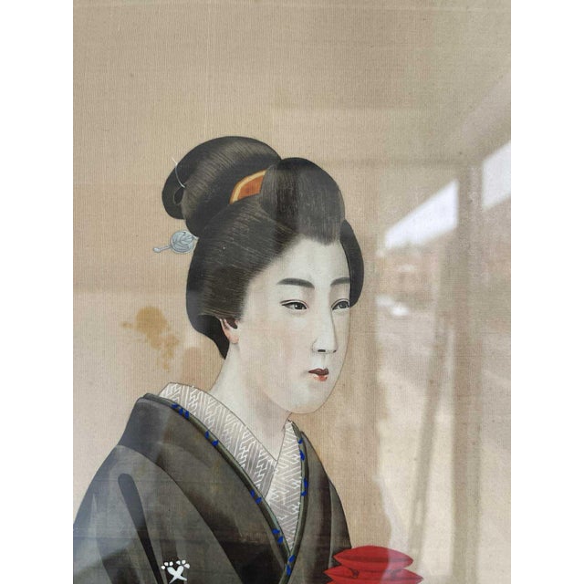 19th Century Japanese Paintings on Silk - Set of 2 For Sale - Image 14 of 18