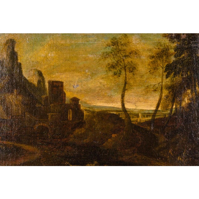 Classic landscape in the style of Claude Lorrain, with staffage. Maintained in the tradition of the seventeenth century...