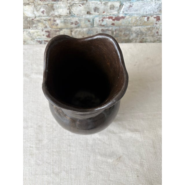 2020s Puebla Pottery Large Ruffled Vase (Chocolate) For Sale - Image 5 of 6