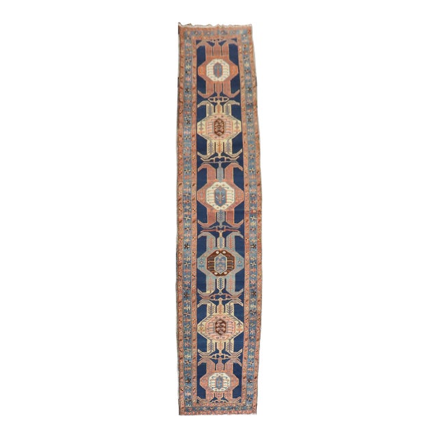 Late 19th Century Tribal Heriz Serapi Runner For Sale