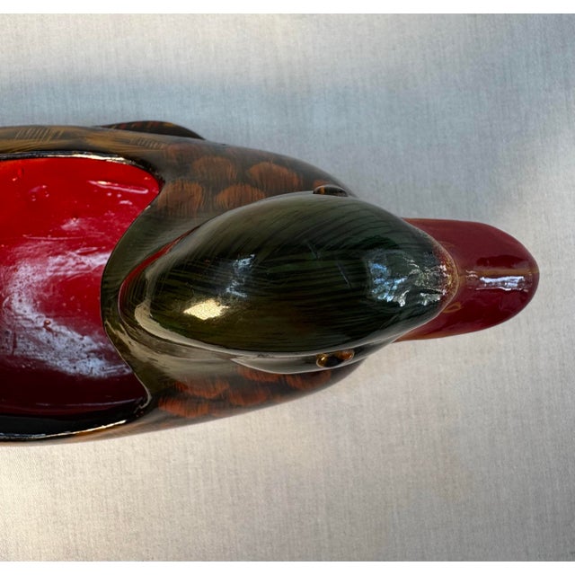 Ceramic Mid 20th Century Folk Art Style Painted Duck Dish For Sale - Image 7 of 11