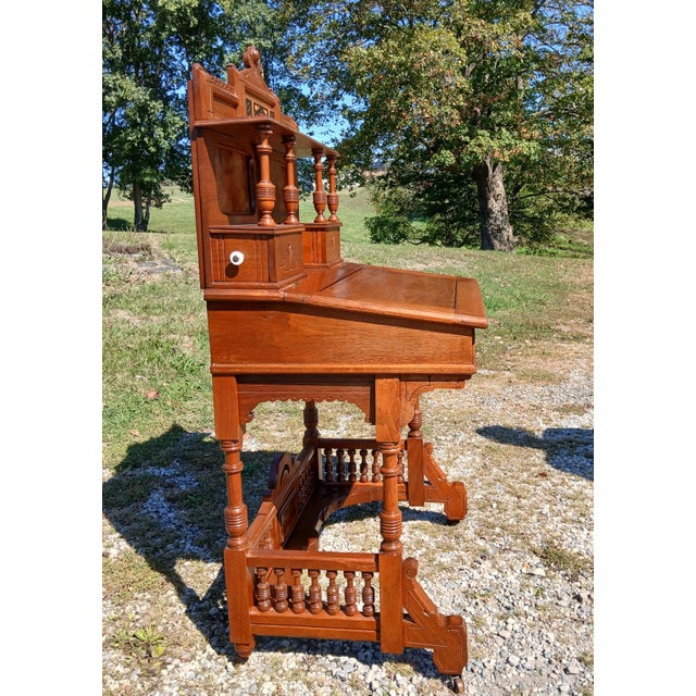 Antique Victorian Walnut Eastlake Ladies Desk 1870s For Sale - Image 10 of 18