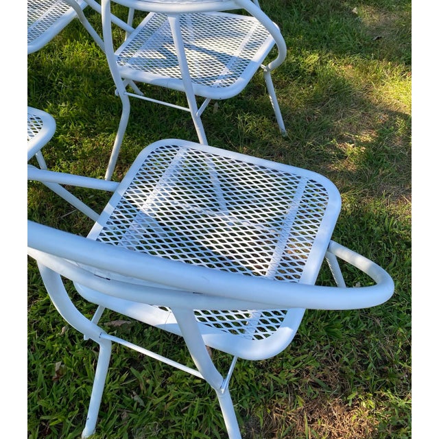 1960s Rid-Jid Iron Folding Patio Dining Set Table & 6 Chairs, Attributed to Salterini For Sale - Image 9 of 10