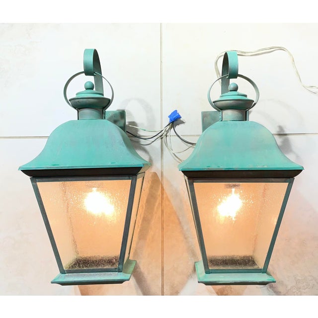 Pair of Vintage Solid Brass Wall Lanterns - Timeless Elegance for Your Home For Sale - Image 4 of 18
