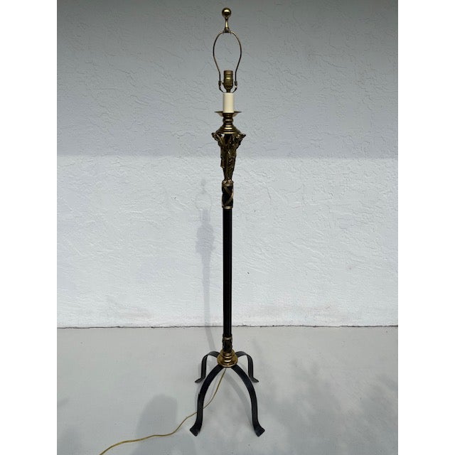 Black Maitland Smith Neoclassical Style Black and Gold Floor Lamp For Sale - Image 8 of 8