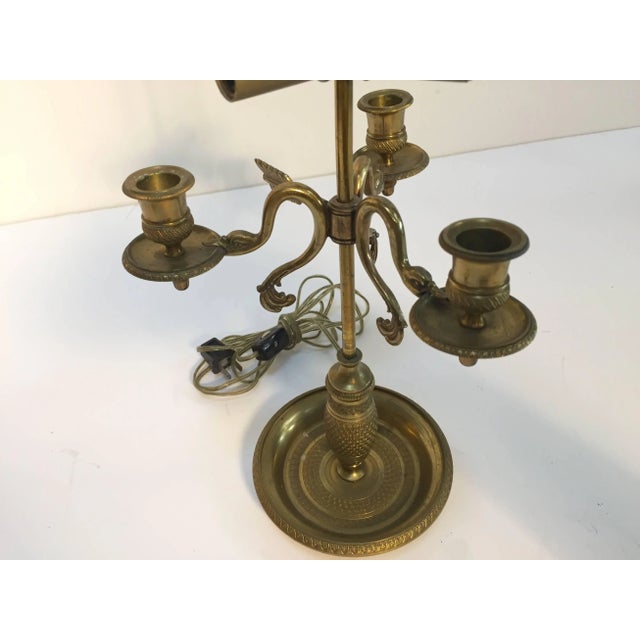 Brass French Antique Brass Candelabra Converted Into a Table Lamp For Sale - Image 8 of 9