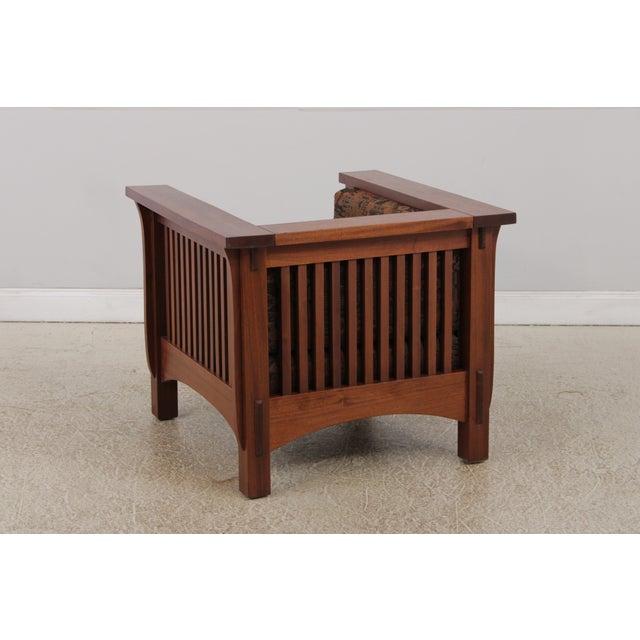 Mission Style Solid Mahogany Cube Arm Chair For Sale In Philadelphia - Image 6 of 13