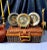 This exceptional vintage 3-piece collection of authentic hand-etched Egyptian mixed metal wall plates masterfully captures...