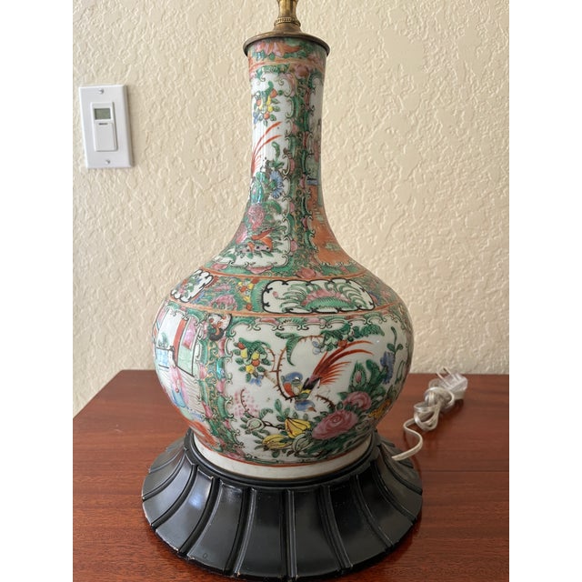 Mid 20th Century Famille Rose Lamps - A Pair For Sale - Image 12 of 15