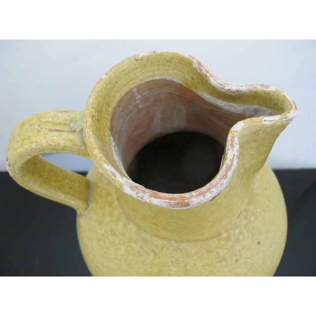 Ceramic Antique 19thc French Glazed Yellow Confit Pottery Cruche Jug Pitcher 9 1/2" For Sale - Image 7 of 10