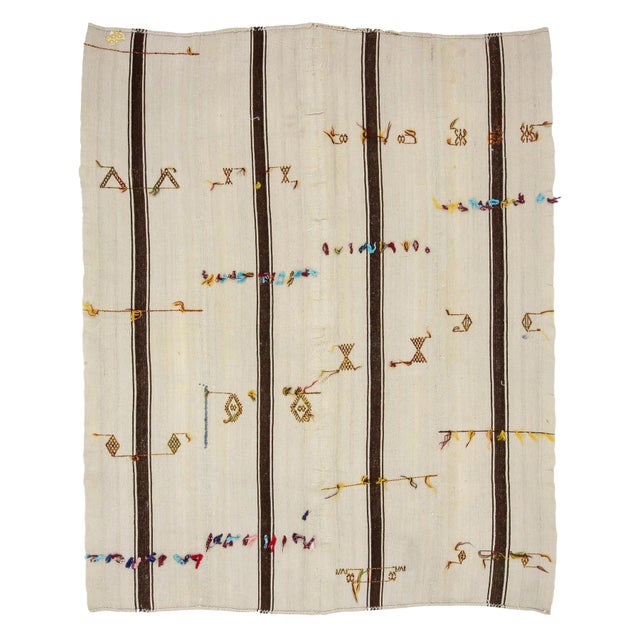 1960s Vintage Turkish Kilim Rug- 6′7″ × 7′10″ For Sale