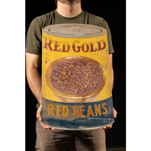 c. 1940s; Red Gold, Inc. - Elwood, IN Vintage hand-painted advertisement for Red Gold red beans. This piece was likely an...
