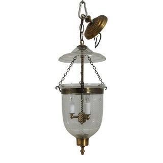 Federal Style Bell Form Etched Crystal Ceiling Light Fixture For Sale