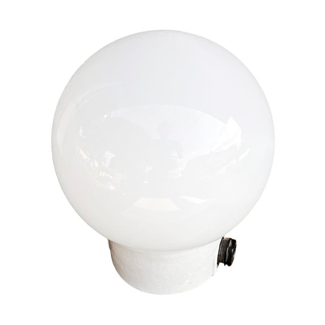 Mid-Century Modern Industrial Wall Lamp, White, Glass, Foton, Poland, 1960s. For Sale - Image 3 of 11