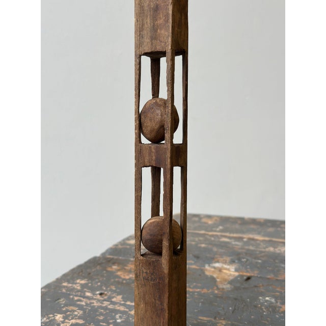 American Vintage Folk Art Carved Wood Double Ball-in-Cage Whimsy, Circa 1930s For Sale - Image 3 of 12