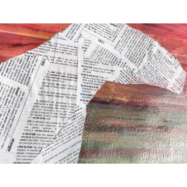 Paper Contemporary Painting “Horse in Text, Sunset” Abstract Mixed Media Artwork by Auker For Sale - Image 7 of 7