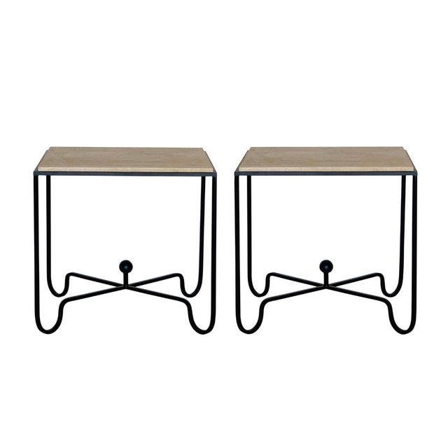 DESIGN FRERES Contemporary/Organic Modern Travertine Large Side Table For Sale - Image 4 of 6