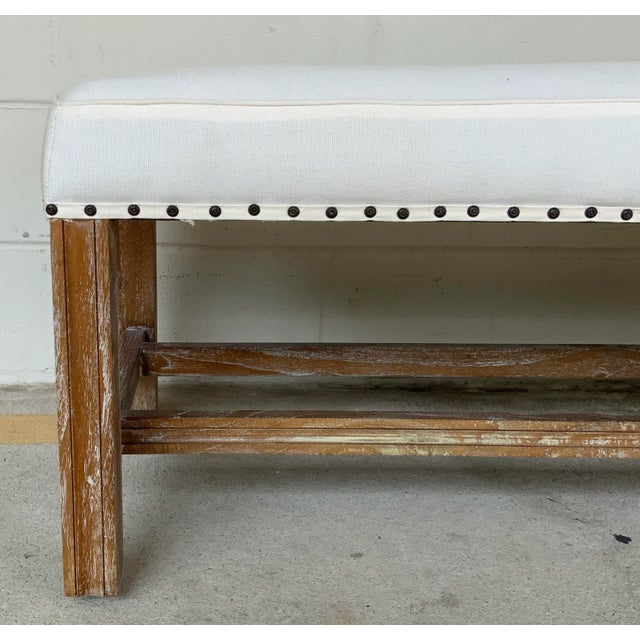 Contemporary Noir Co. Organic Modern White Sweden Bench For Sale - Image 3 of 6